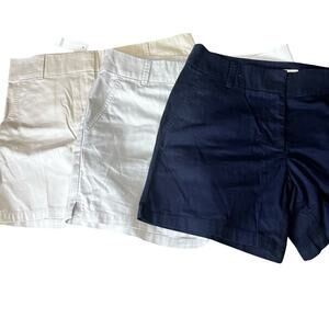 Bundle of 3 New Loft 6" Cotton Women's Shorts Size 8 - Preppy Tan,‎ Grey & Navy